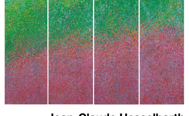 Affiche Exposition Arlaud. (Jean-Claude HESSELBARTH, Cum grano salis ou Mon Monet, 1997, Peinture acrylique et dispersion sur panneaux de porte, 204×53 cm (Chacun des quatre éléments) INV 1998-086, Musée Jenisch Vevey © Musée Jenisch Vevey)